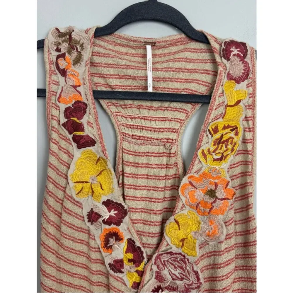 FREE PEOPLE | Frida Floral Striped Wrap Style V-Neck Tank Women’s Size Small